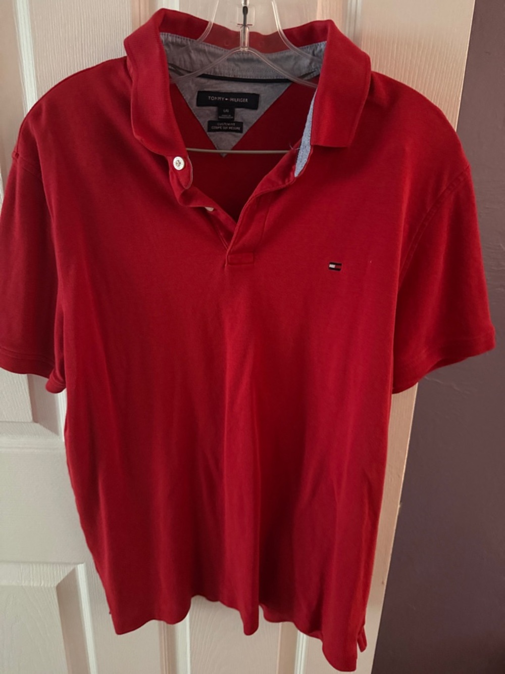 Tommy Hilfiger Men’s Red Polo with Signature Flag
